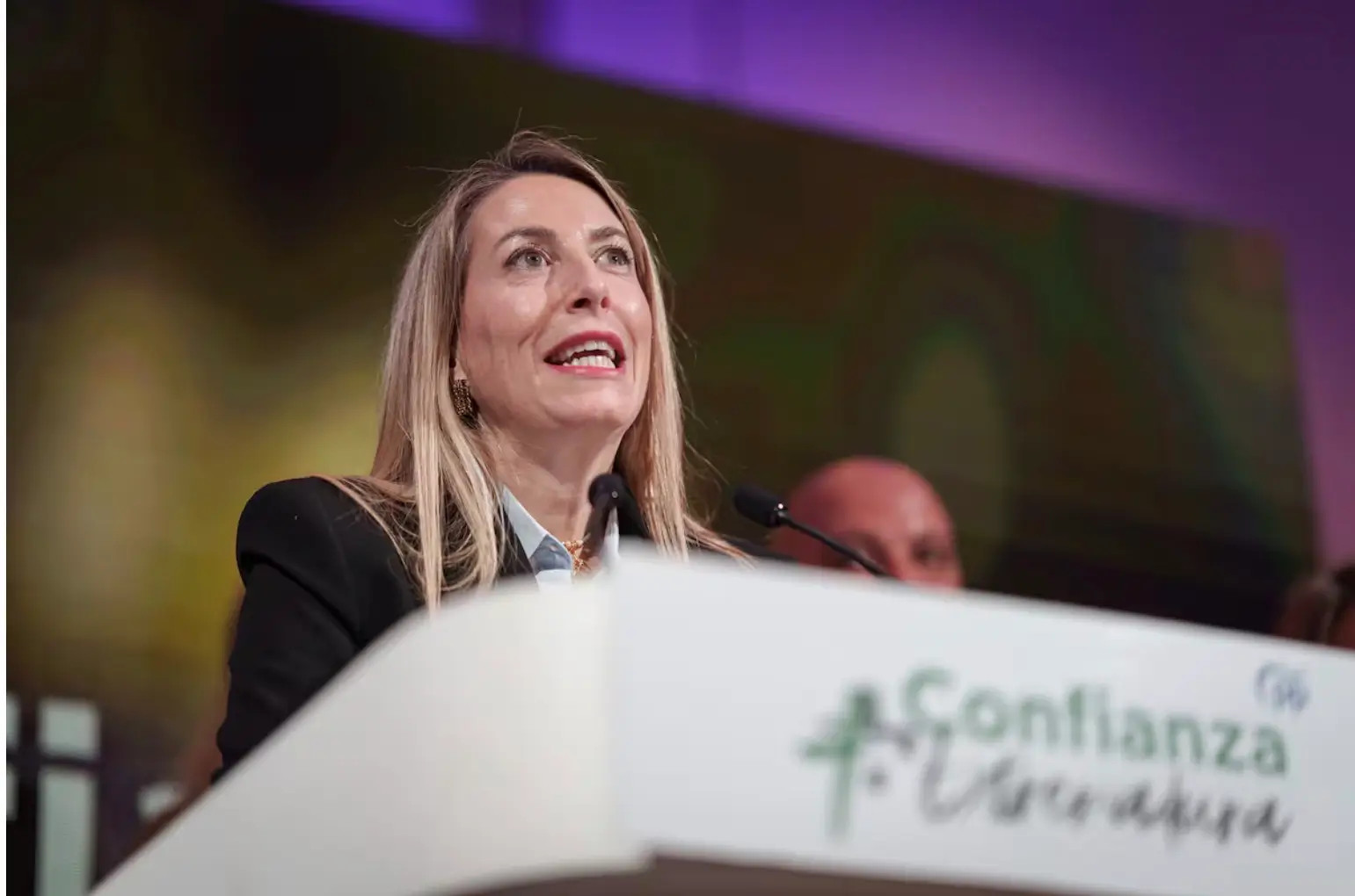 María Guardiola durante un acto político en Extremadura